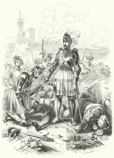 Francisco I de Francia rindiéndose a los españoles en la Batalla de Pavía, 1525 de European School